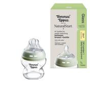 Tommee Tippee Closer to Nature Glass Baby Bottle, Slow Flow Breast-Like Teat with Anti-Colic Valve,