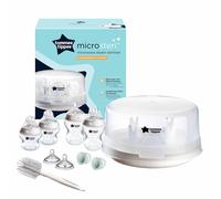 Tommee Tippee Closer to Nature Microwave Steam Steriliser & Newborn Baby Bottle Starter Kit Set - Clear