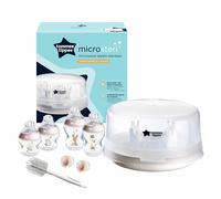 Tommee Tippee Closer to Nature Microwave Steam Steriliser & Newborn Baby Bottle Starter Kit Set - Pink