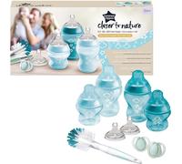 Closer to Nature Newborn Baby Bottle Starter Set, Breast-Like Teats with Anti-Colic Valve, Blue