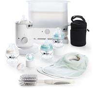Tommee Tippee Closer to Nature Electric Steam Steriliser with Insulated Bottle Bag, Newborn Baby Bottles and Easiwarm Bottle Warmer Complete Feeding S