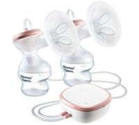 Tommee Tippee Double Electric Breast Pump, Hospital Grade, Soft Silicone Petal Massage Cushion, 24mm Flange + 5 Inserts, 2 Modes & 9 Levels, Quiet, USB Rechargeable, 90 Mins Cord-Free Pumping