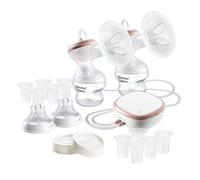 Tommee Tippee Double Electric Breast Pump, Hospital Grade, Soft Silicone Petal Massage Cushion, 24mm Flange + 5 Inserts, 2 Modes & 9 Levels, Quiet, USB Rechargeable, 90 Mins Cord-Free Pumping