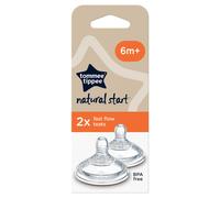 Tommee Tippee Natural Start Baby Bottle Teats, Fast Flow for 6m+, Pack of 2 Breast-Like Teats for a Natural Latch, with Anti-Colic Valve and BPA Free Soft Silicone