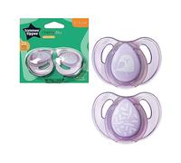 Tommee Tippee Every Day Essential Natural Latex Dummies, Round Cherry Shaped Teat, 6-18m, Symmetrical Design, BPA-Free, Pack of 2, Colours Vary