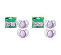Tommee Tippee Every Day Essential Natural Latex Soothers, Round Cherry Shaped Teat, 6-18m, Symmetrical Design, BPA-Free, Pack of 4, Colours Vary