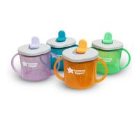 Tommee Tippee First Cup Sippy Cup for Babies with Flip-Up Free-Flow Spout and Easy Gip Handles, 4m+, 190ml, 4 Pack
