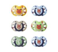 Tommee Tippee Fun Soothers, 6-18m, 6 Pack, Symmetrical Silicone Teat, Orthodontic Design, BPA-Free Dummy, Breathable Air Holes