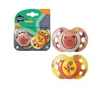 Tommee Tippee Fun Style Dummies, Symmetrical Orthodontic Design, BPA-Free Silicone, 6-18m, Pack of 2 Dummies (Assorted Color/Model)