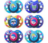 Tommee Tippee Fun Style Soothers, 6-18m, 6 Pack, Symmetrical Orthodontic Design, BPA-Free Silicone, Colours May Vary