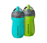 Tommee Tippee Insulated Sportee Bottle, 12+ months, 260ml, Trainer Sippy Cup for Toddlers, Spill-Proof, Easy to Hold Handle, Green and Teal, Pack of 2