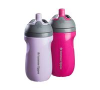 Tommee Tippee Insulated Sportee Bottle, 12+ months, 260ml, Trainer Sippy Cup for Toddlers, Spill-Proof, Easy to Hold Handle, Lilac and Plum, Pack of 2
