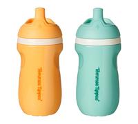 Tommee Tippee Insulated Sporty Bottle 9oz No Spill Toddler Water Bottle For 12 months + Two-Piece Valve Helps Stop Spills Pack of 2 Light Blue an