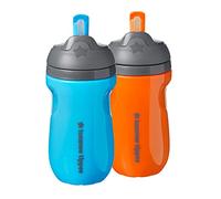 Tommee Tippee Insulated Straw Cup for Toddlers, Spill-Proof, 260ml, 12m+, Pack of 2, Blue and Orange