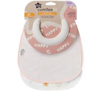 Tommee Tippee Milk Feeding Bibs, Comfeefit, Super Soft and Extra Absorbent, Adjustable and Reversible, OEXO-TEX Approved Material, Pack of 2, Happy Kind