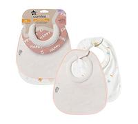 Tommee Tippee Milk Feeding Bibs, Comfeefit, Super Soft and Extra Absorbent, Adjustable and Reversible, OEXO-TEX Approved Material, Pack of 2, Happy Kind