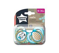 Tommee Tippee Moda Dummy, Symmetrical Orthodontic Shape, BPA-Free Silicone, 18-36 m, Pack of 2, Multi-Colour