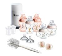 Tommee Tippee Natural Start 14 Piece Baby Bottle Warmer and Pacifier Set, 5 BPA Free Bottles, 0+ Months, 2 Newborn Pacifiers, 2 Extra Nipples, 2 Formula Dispensers, Bottle Brush, Pink