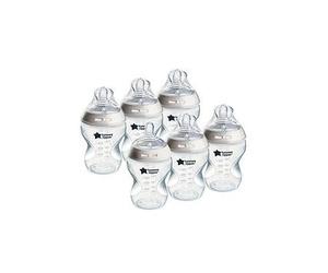 Tommee Tippee Natural Start 6 x 260ml Feeding Bottles, Multi Print