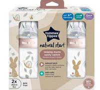 Tommee Tippee Closer to Nature Pink Baby Bottle 2 x 260ml