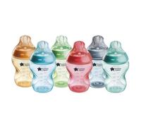 Tommee Tippee Natural Start Baby Bottles for 0m+, Pack of 6 260ml Baby Bottles, with Slow Flow Breast-Like Teat for a Natural Latch, Self-Sterilising and BPA Free, Baby Feeding Essentials, Colourful