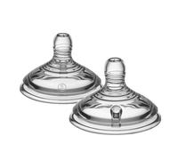 Tommee Tippee Natural Start Baby Bottle Teats Fast Flow 6m+ | Pack of 2, Breast-Like Shape for a Natural Latch, Anti-Colic Valve Reduces Wind and Discomfort, Soft BPA Free Silicone
