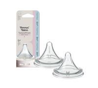 Tommee Tippee Natural Start Baby Bottle Teats Fast Flow 6m+ | Pack of 2, Breast-Like Shape for a Natural Latch, Soft BPA Free Silicone