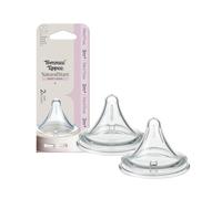 Tommee Tippee Natural Start Baby Bottle Teats Medium Flow 3m+ | Pack of 2, Breast-Like Shape for a Natural Latch, Soft BPA Free Silicone