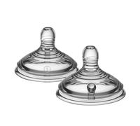 Tommee Tippee Natural Start Baby Bottle Teats, Slow Flow, 0+ Months, Breast-Like for a Natural Latch, Anti-Colic Valve, Soft Silicone, Pack of 2