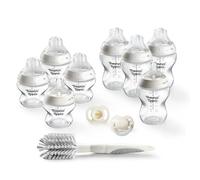 Tommee Tippee Natural Start Bottle & Soother Starter Set, 150ml & 260ml Natural Start Self-Sterilising Bottles, with Extra Slow & Slow-Flow Teats, and Ultralight StayPut & Newborn Soothers Included