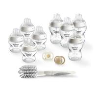 Tommee Tippee Natural Start Bottle & Soother Starter Set, 150ml & 260ml Natural Start Self-Sterilising Bottles, with Extra Slow & Slow-Flow Teats, and Ultralight StayPut & Newborn Soothers Included