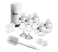 Tommee Tippee Natural Start Ready for Baby Bottle Set, 5oz & 9oz Self-Sterilizing Baby Bottles, Slow & Medium Flow Breast-Like Nipples with Anti-Colic Valves, 0-6 month pacifiers, Travel Bottle Warmer