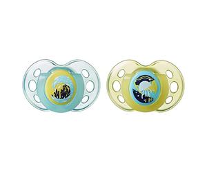 Tommee Tippee Night Time Glow in the Dark Soothers, Symmetrical Orthodontic Design, BPA-Free Silicone, 18-36m, Pack of 2 Dummies