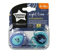 Tommee Tippee Night Time Soothers, BPA-Free Silicone Baglet, Inc Steriliser Box, 6-18m, Pack of 2 Dummies