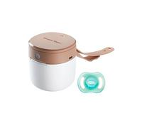 Tommee Tippee NightGlow Pod with 0-6m Ultra-Light NightGlow Soother, Charge Glow in The Dark Dummies in 2 Minutes, Portable UVC Dummy Steriliser, Adjustable Strap, AA Battery or USB Powered