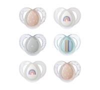 Tommee Tippee Nighttime soother, 6-18 months, 6 pack of glow in the dark soothers with symmetrical silicone baglet