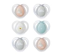 Tommee Tippee Nighttime Soothers, 0-6m, 6 Pack, Glow in The Dark, Varied Colours and Designs, Symmetrical Orthodontic Dummy, BPA-Free Silicone Teat