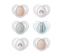 Tommee Tippee Nighttime soother, 6-18 months, 6 pack of glow in the dark soothers with symmetrical silicone baglet