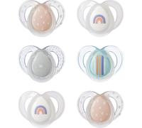 Tommee Tippee Nighttime Soothers, 6-18m, 2 Pack, Steriliser Box Included, Glow in The Dark, Varied Colours and Designs, Symmetrical Orthodontic Dummy,