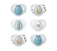 Nighttime Dummies, 6-18 months, 6 pack of glow in the dark Dummiess with symmetrical silicone baglet