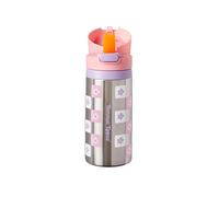 Tommee Tippee On The Go Stainless Steel Insulated Bottle Flask with Silicone Straw for Toddlers 355ml, 18m+, Pink