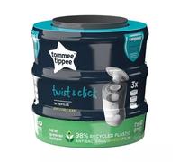 Tommee Tippee Twist and Click Advanced Nappy Bin Refill Cassettes, Sustainably Sourced Antibacterial, Pack of 3