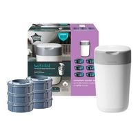 Tommee Tippee Twist & Click Advanced Nappy Bin Starter Set + 6 Refills White