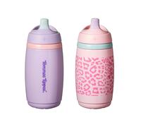 Tommee Tippee, Silicone Insulated Active Spout Cup, 12M+, 266Ml, Purple & Pink Animal Print - 2 Pack