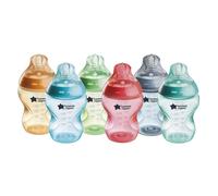 Tommee Tippee, Silicone Natural Start Baby Bottle, 260Ml, Colourful - 6 Pack