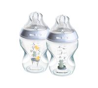 Tommee Tippee, Silicone Natural Start Baby Bottles Decorated, Blue, 260ml - 2 Pack
