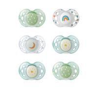 Tommee Tippee Nighttime Dummies, 18-36 months, 6 pack of glow in the dark Dummiess with symmetrical silicone baglet