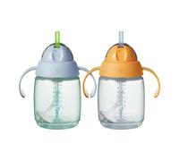 Tommee Tippee, Silicone Trainer Straw Cup, 6M+, 240ml, Blue And Orange - 2 Pack