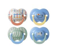 Tommee Tippee Ultimate Fit Soother, 6-18 Months, 4 Pack, Orthodontic Dummy for Babies, Symmetrical Teat, Air Holes, 100% BPA Free Silicone, Steriliser Safe, Club House Collection