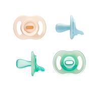Tommee Tippee Ultra-light StayPut Day and Night Dummy, One-Piece Silicone Design, Soft Skin Feel 0-6m, 4 Pack